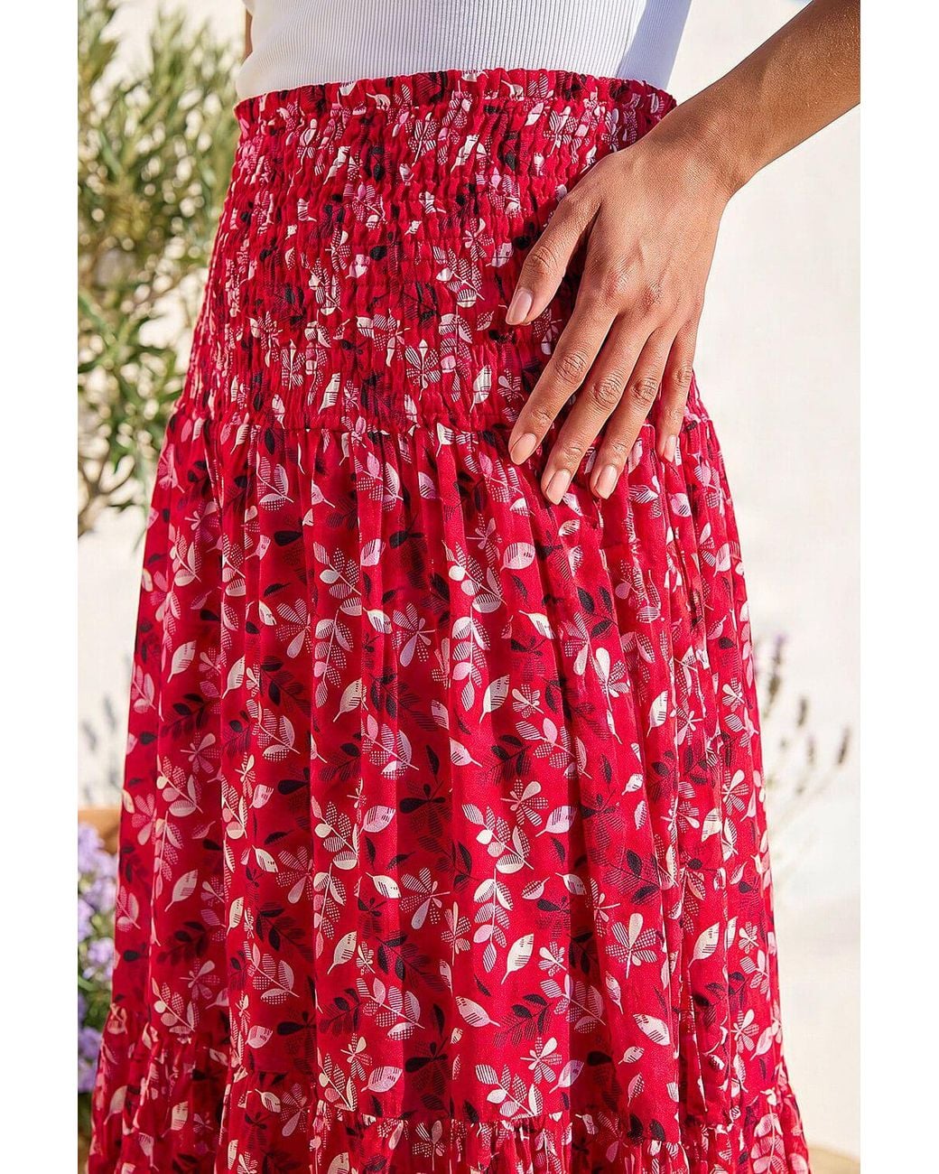 Roman Abstract Print Shirred Multiway Skirt