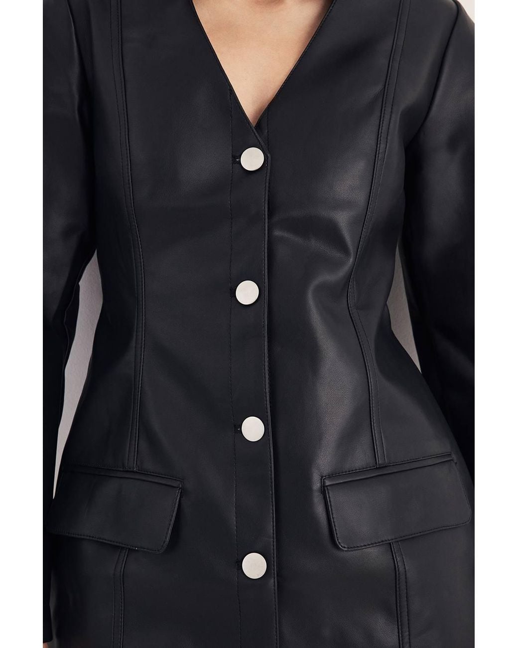 Nasty Gal Blue Cocoon Sleeve Faux Leather Blazer Mini Dress