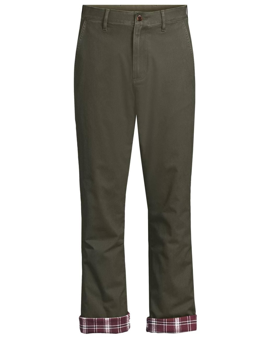 Lands' End Green Comfort Waist Classic Fit Flannel Lined Stretch Chinos for men