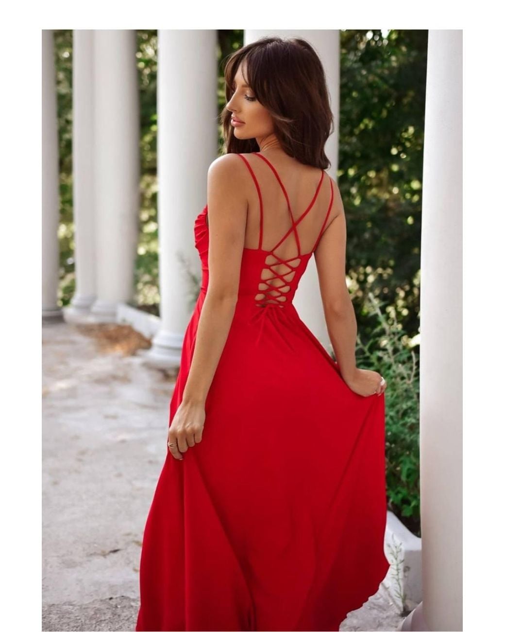 Love Lace Red Minimal Strappy Maxi Dress With Side Slit