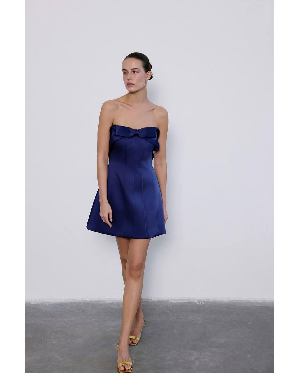 RUE Blue Strapless Bow A-Line Mini Dress