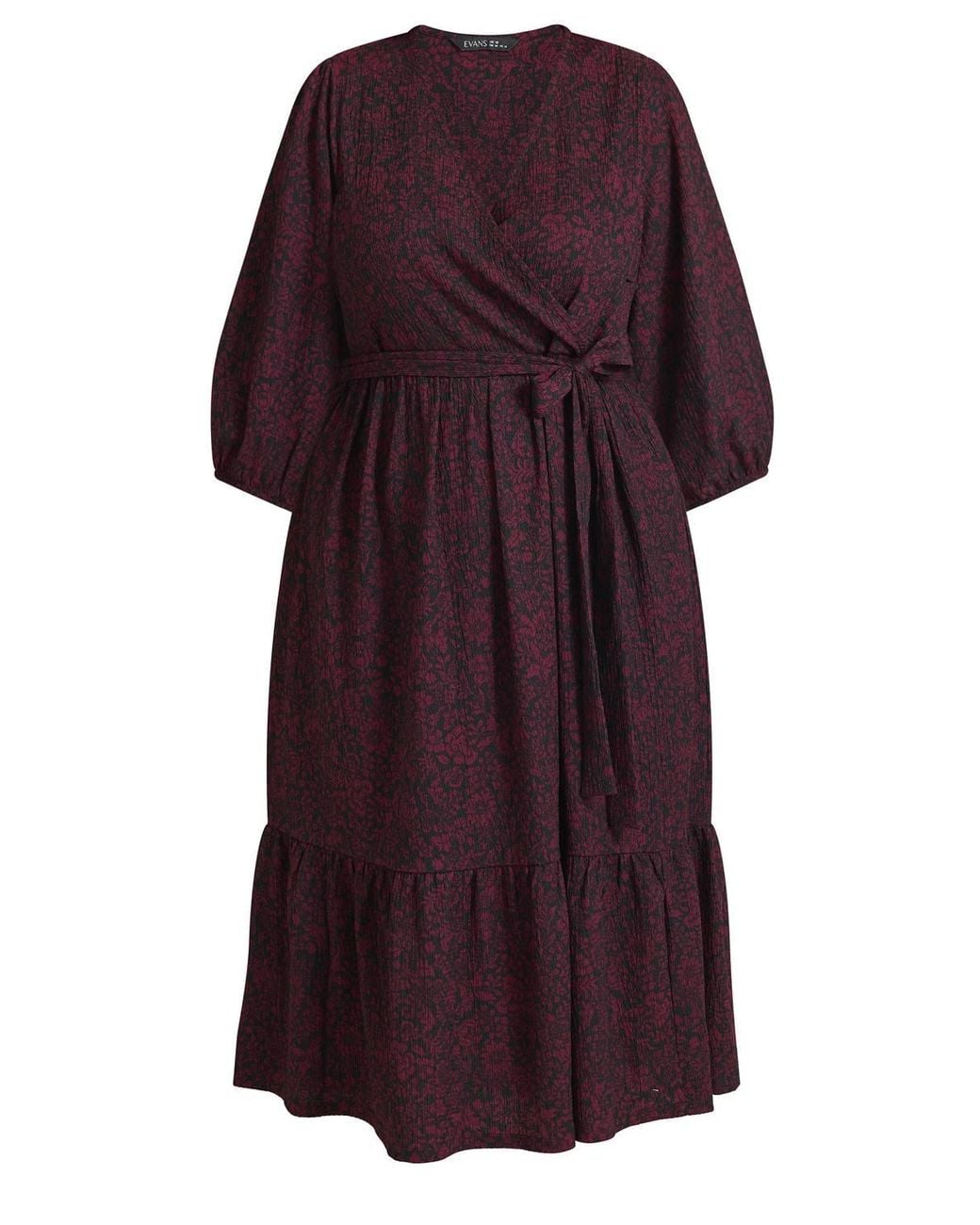 Evans Red Floral Midi Wrap Dress
