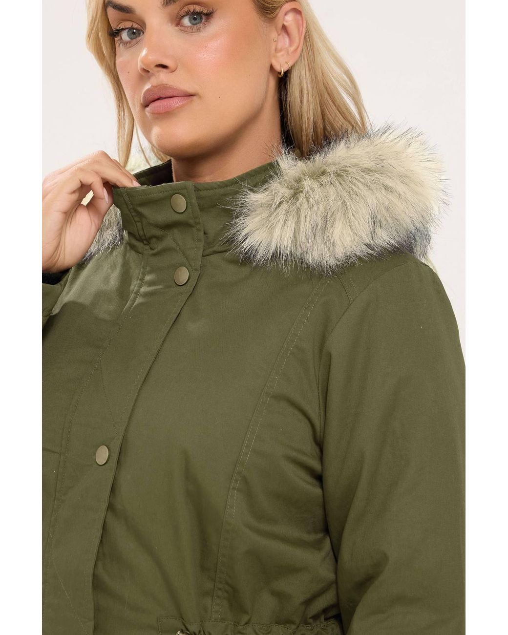 Yours Green Faux Fur Parka Coat