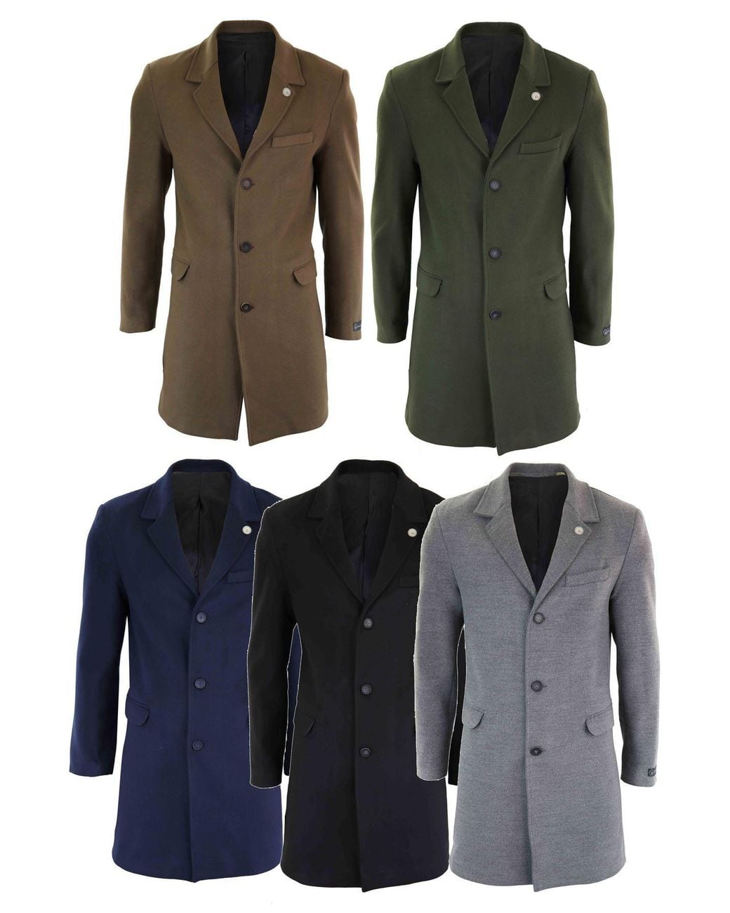 TruClothing Green 3/4 Long Wool Overcoat Peaky Blinders for men