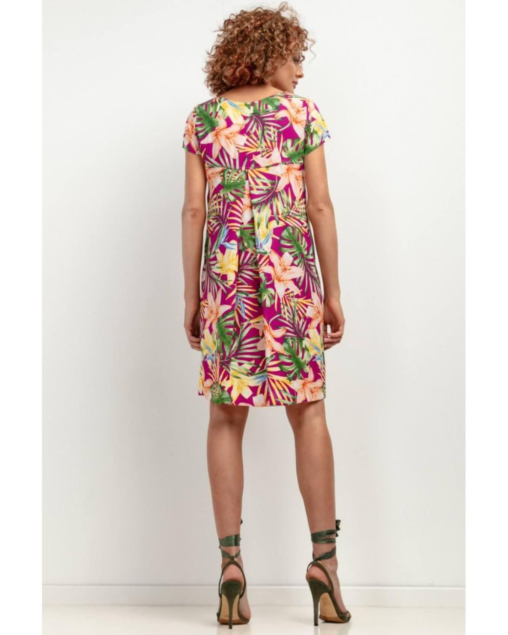 Love Lace Multicolor Viscose Short Sleeve Midi Dress
