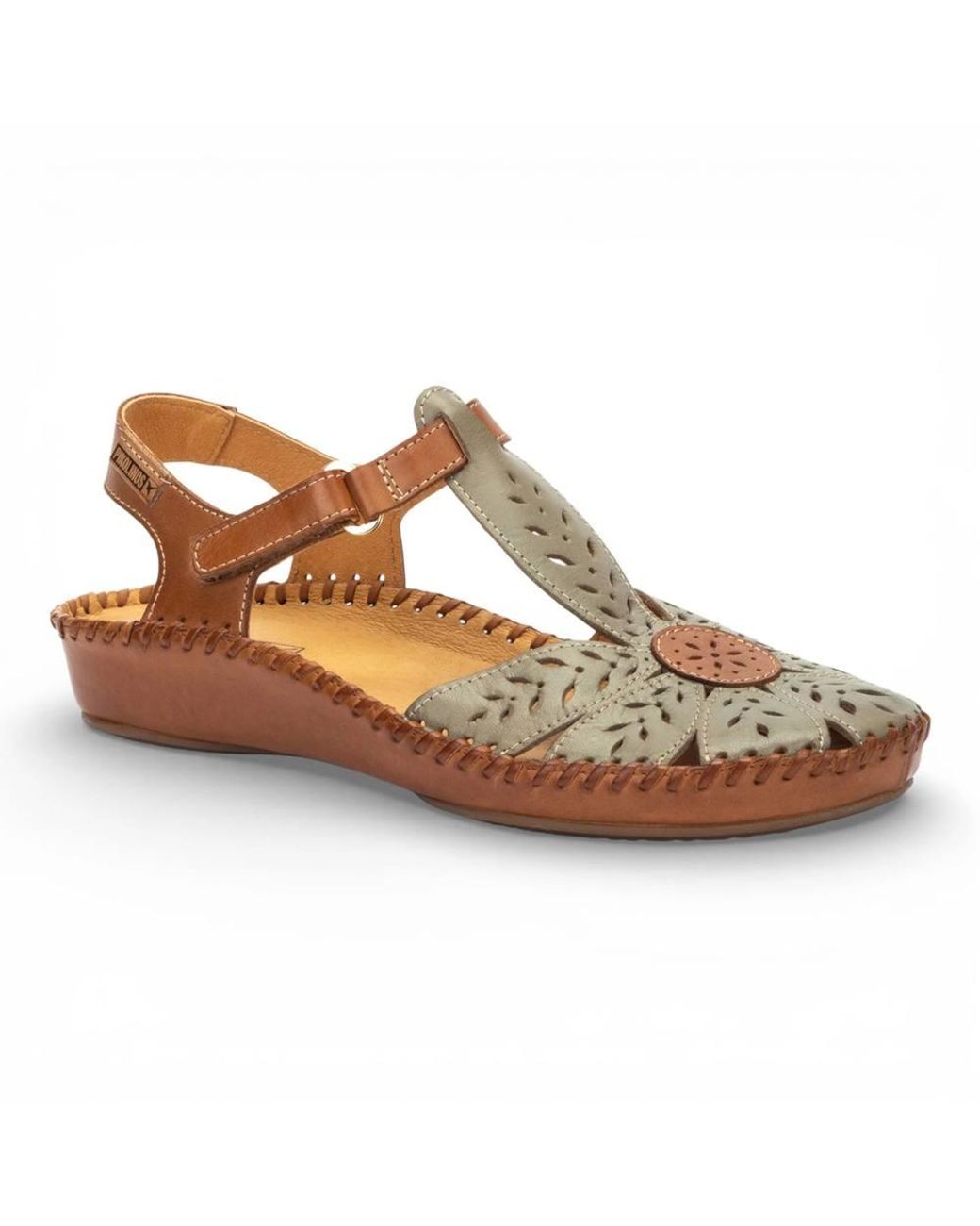 TruClothing Brown Tan Leather Cushioned Wedge Sandal Shoes
