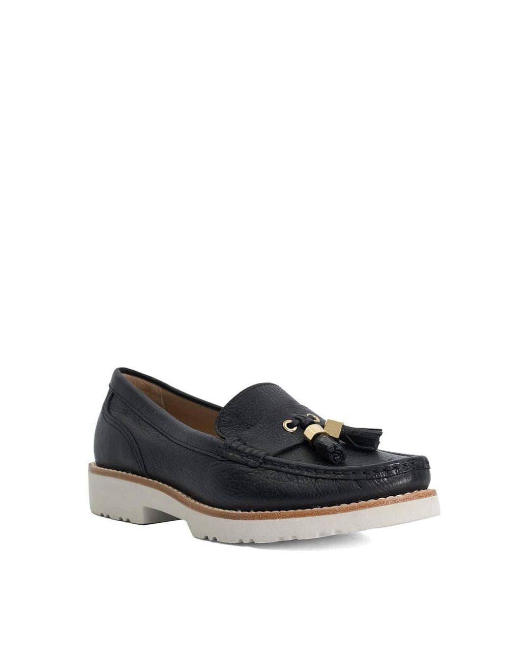 Dune Black Wide Fit 'Gwen' Leather Loafers