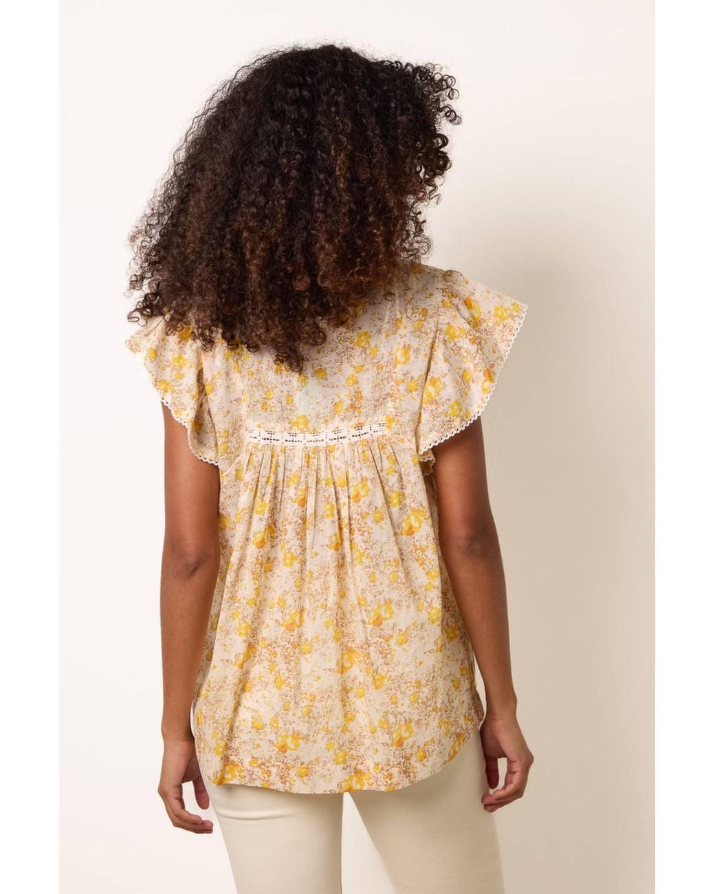 Blue Vanilla Natural Short Sleeve V-Neck Blouse