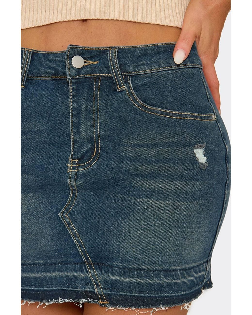 EGO Blue Low Rise Mini Skirt