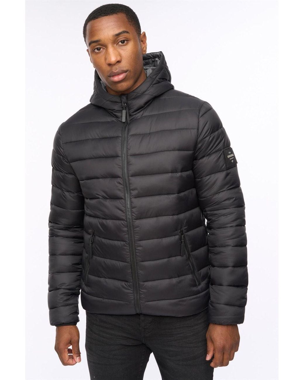Crosshatch Gray Gattering Lightweight Hooded Quilted Puffer Jacket for men