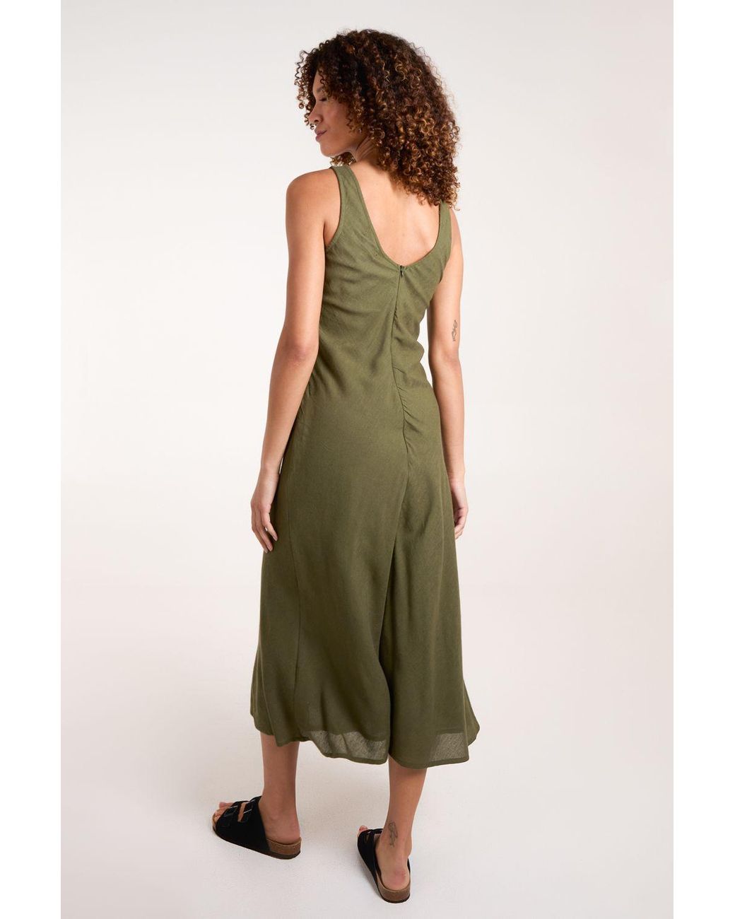 Blue Vanilla Green Bias Cut Midi Dress