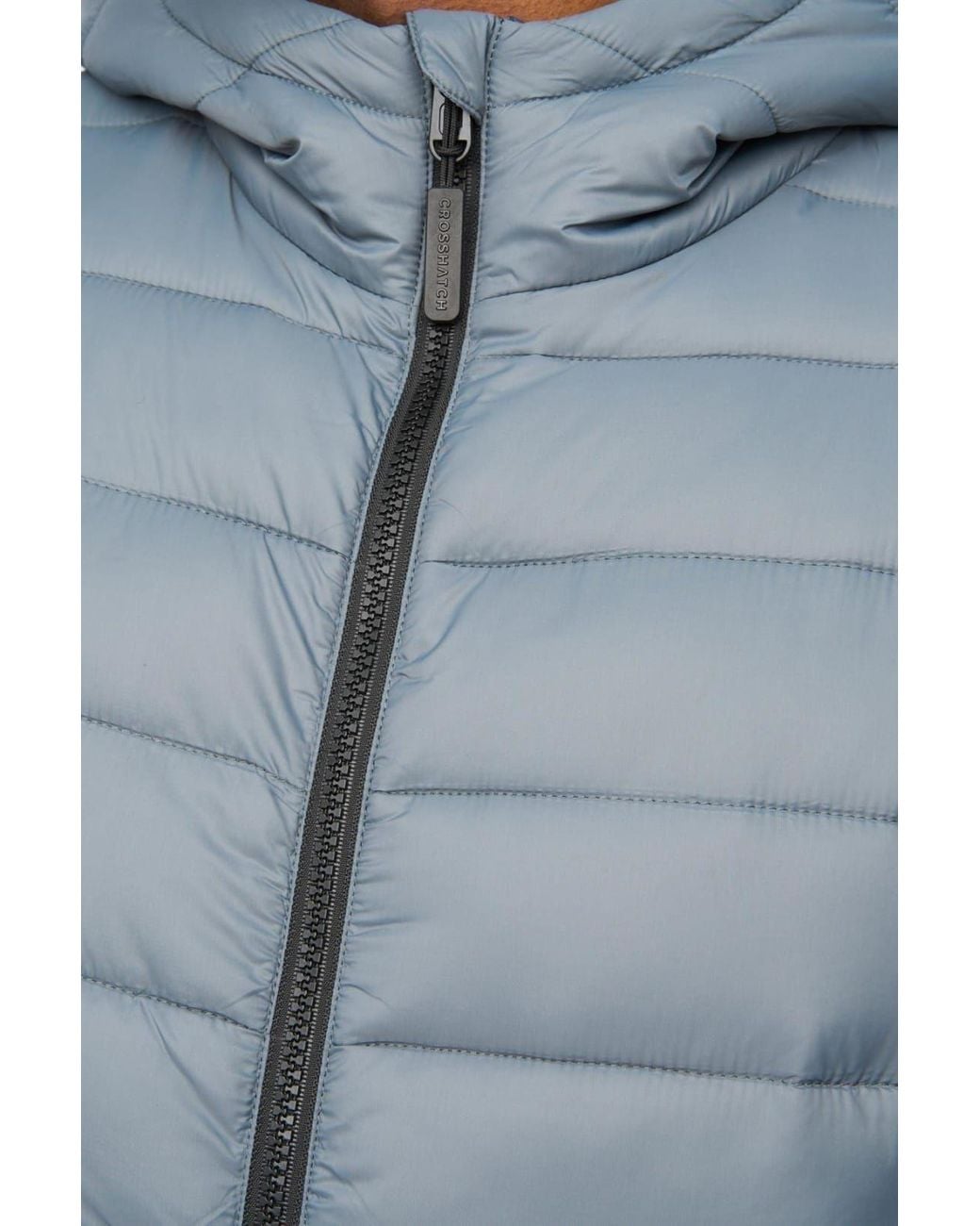 Crosshatch Blue Gattering Lightweight Hooded Quilted Puffer Jacket for men