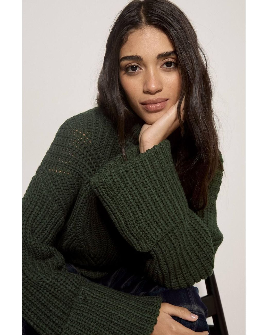 Apricot Black Chunky Knit Roll Neck Jumper