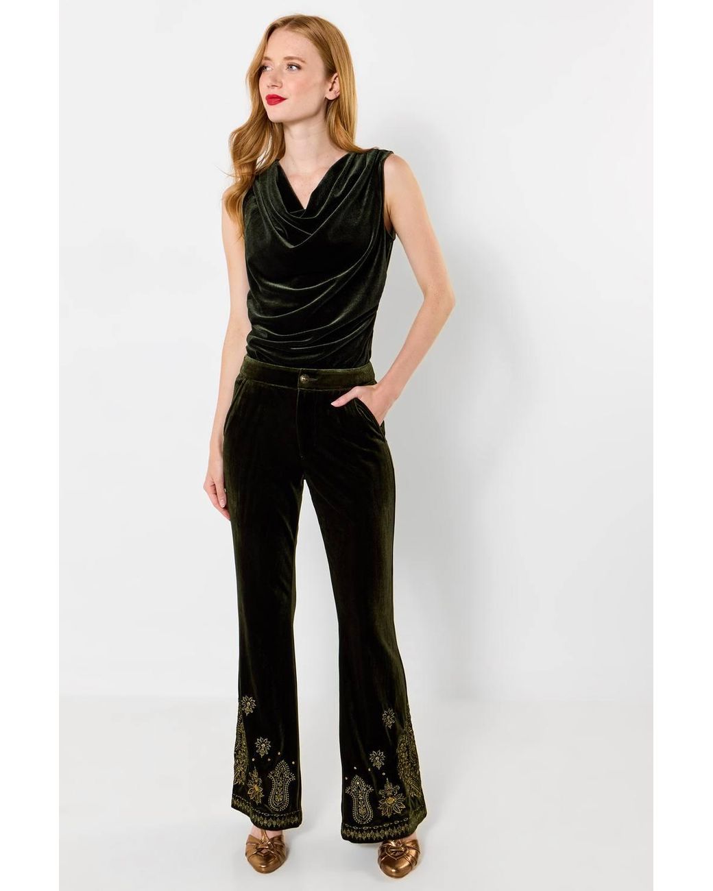 Joe Browns Black Velour Embroidered Bootcut Trouser