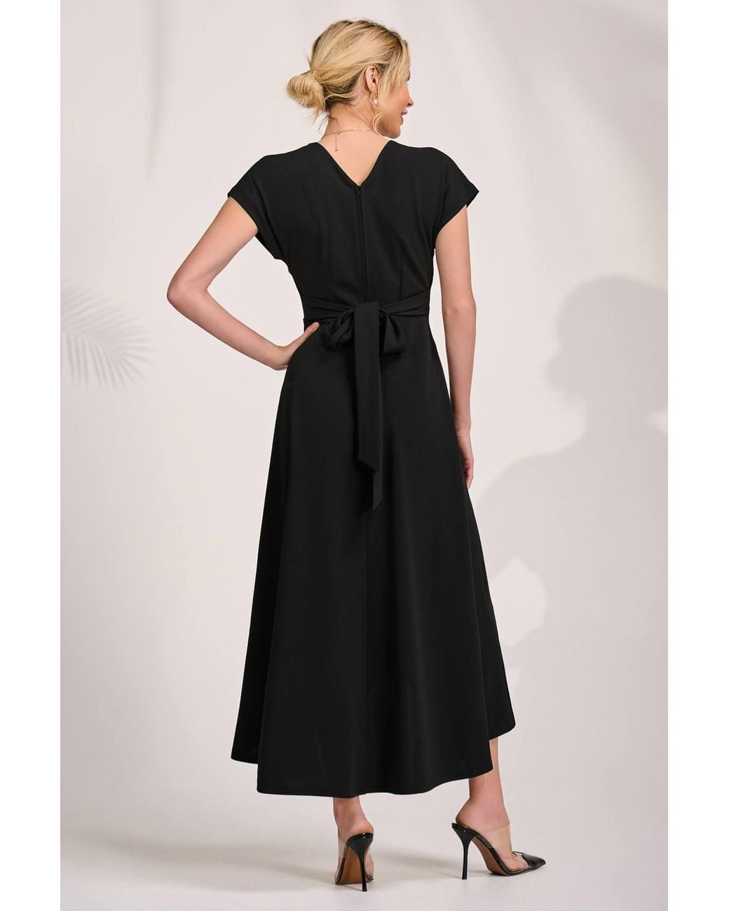 Jolie Moi Black Scuba Dipped Hem Maxi Dress