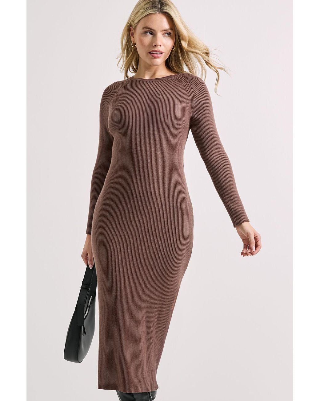 Dorothy Perkins Multicolor Button Cuff Slim Knitted Midi Dress