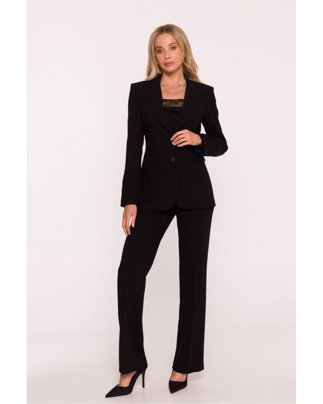 Love Lace Blue Office Viscose Lightweight Tailored Trousers