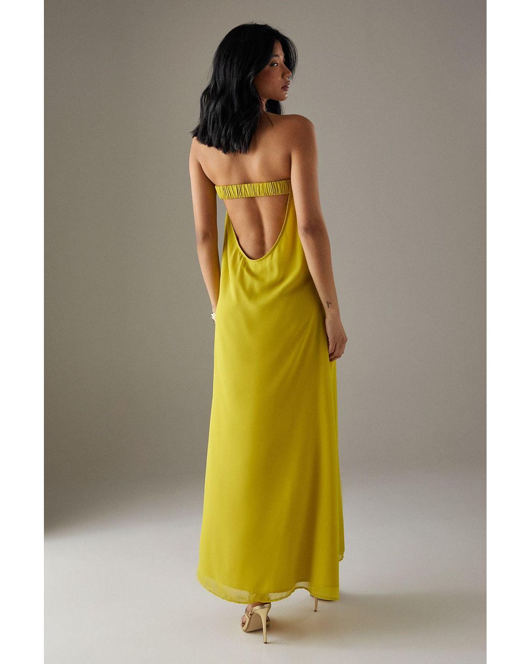 Warehouse Multicolor Yoryu Chiffon Elasticated Back Bandeau Maxi Dress
