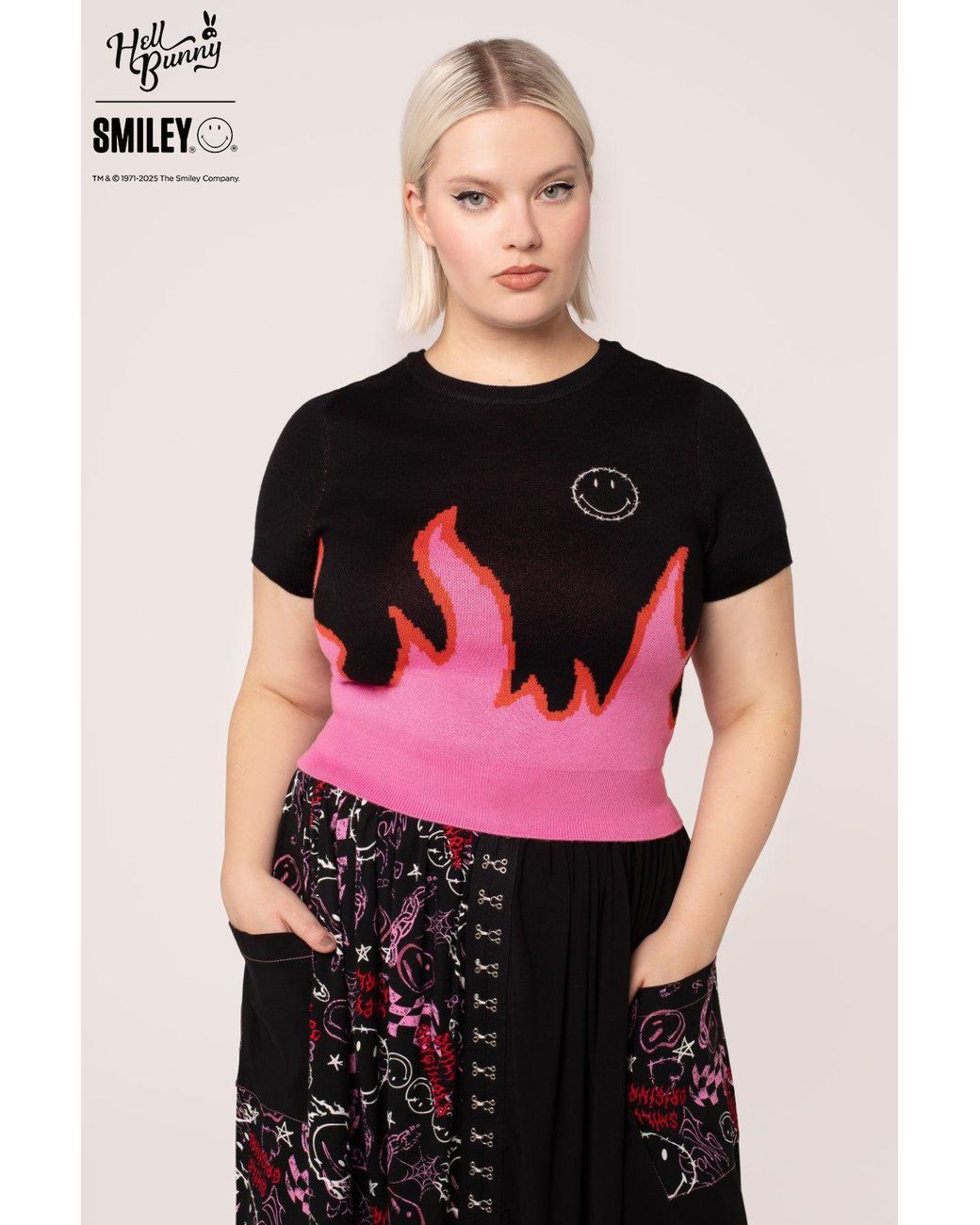 Hell Bunny Pink Dylan Semi Fitted Knitted Top