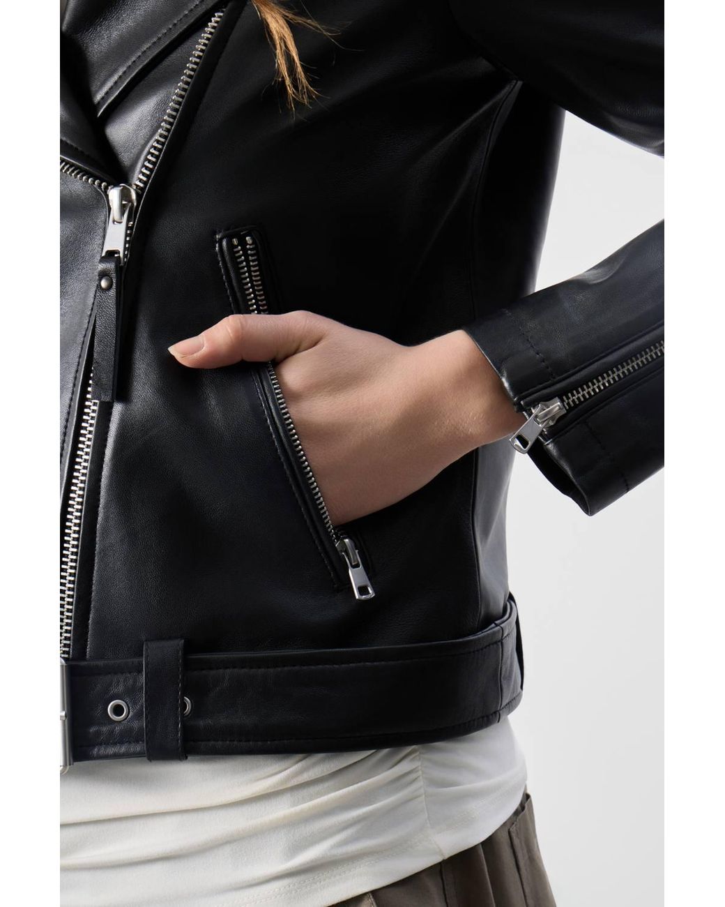 Bolongaro Trevor Black Real Leather Everly Biker Jacket