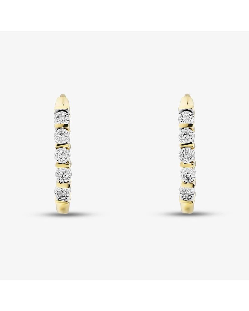 T.H.Baker Metallic 9Ct 0.05Ct Diamond Hoop Earrings The48230-05 (Yg)