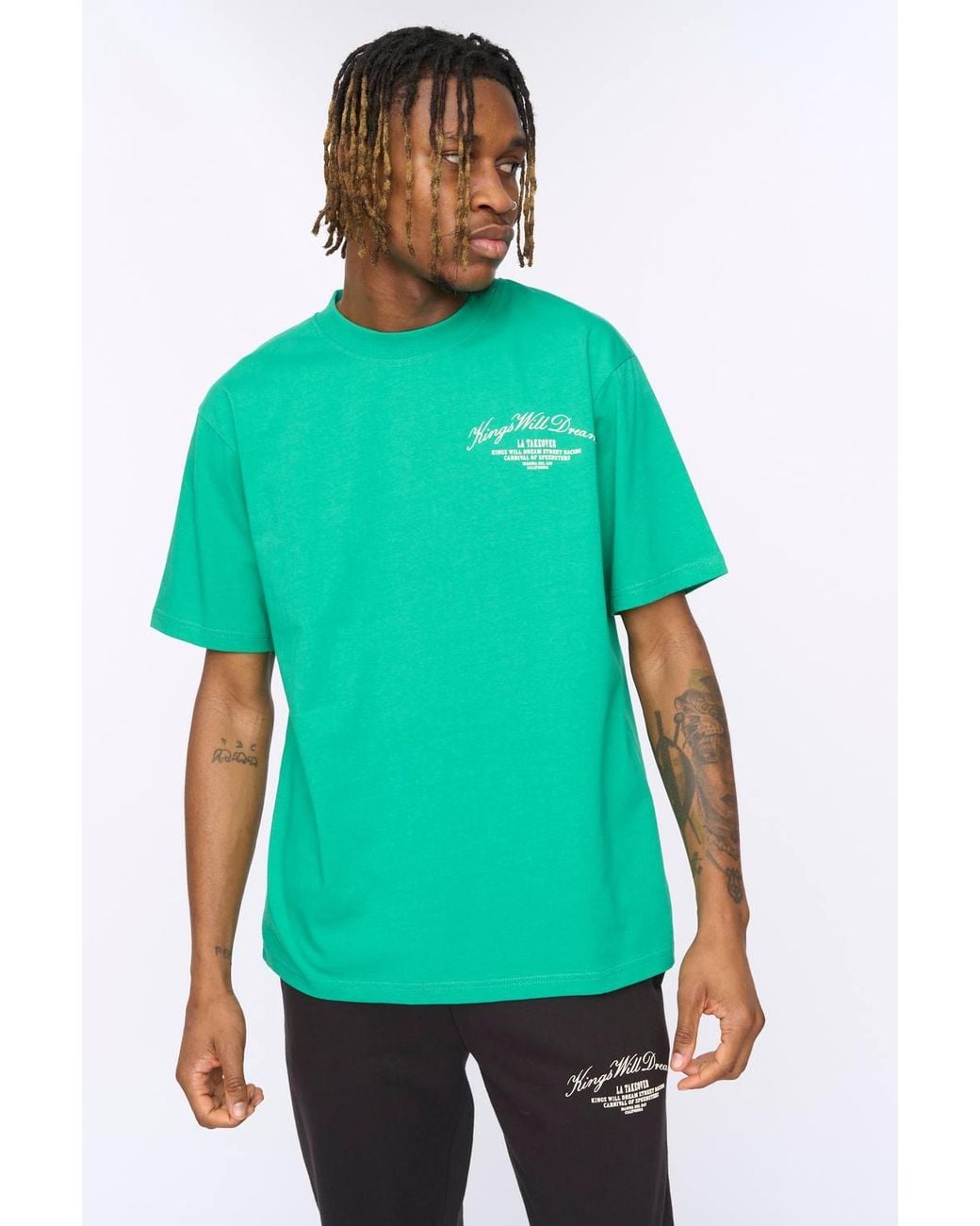 Kings Will Dream Green Arch 100% Heavyweight Cotton Oversized Graphic T-Shirt for men