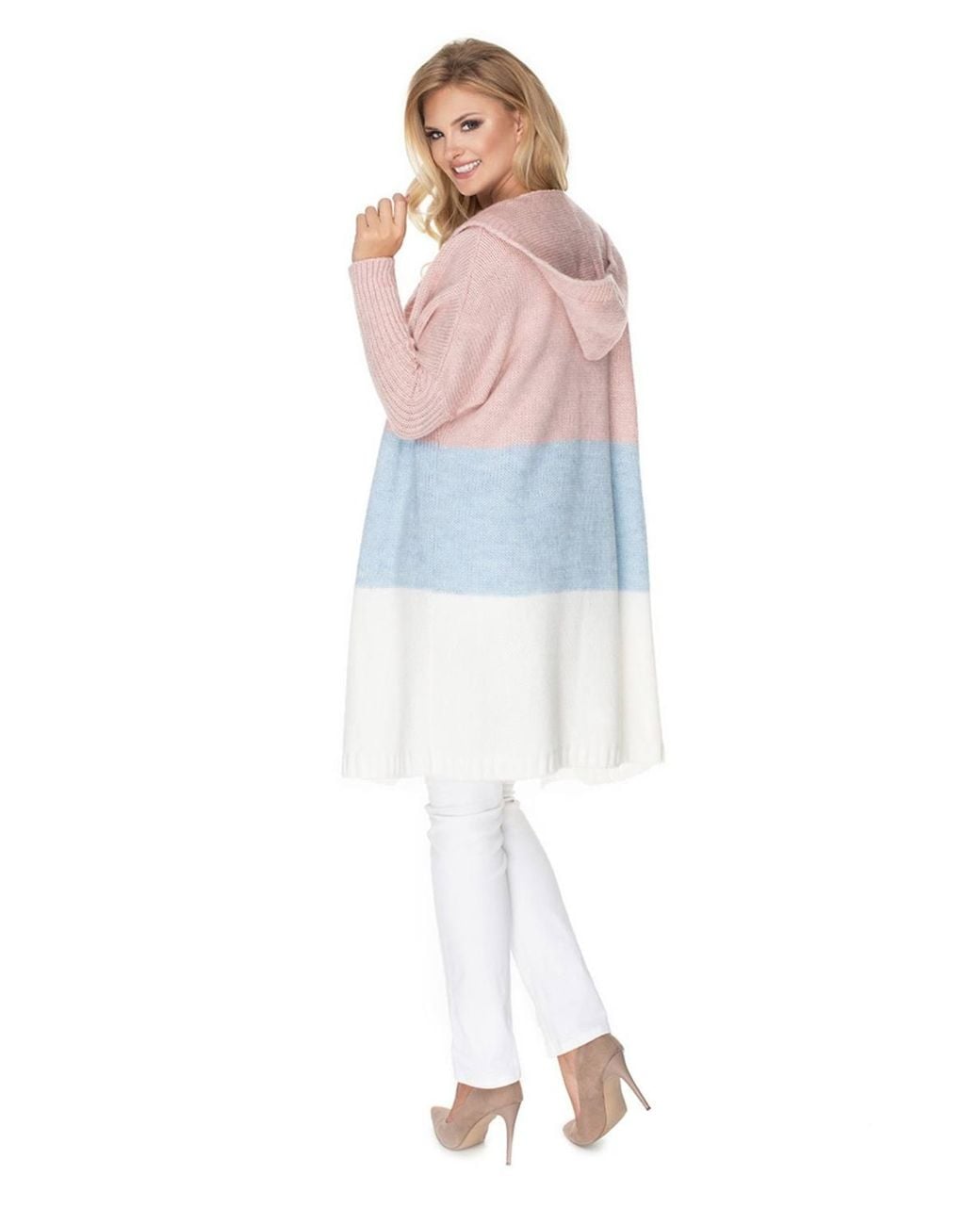 Love Lace White Wool Hooded Long Sleeve Cardigan Sweater