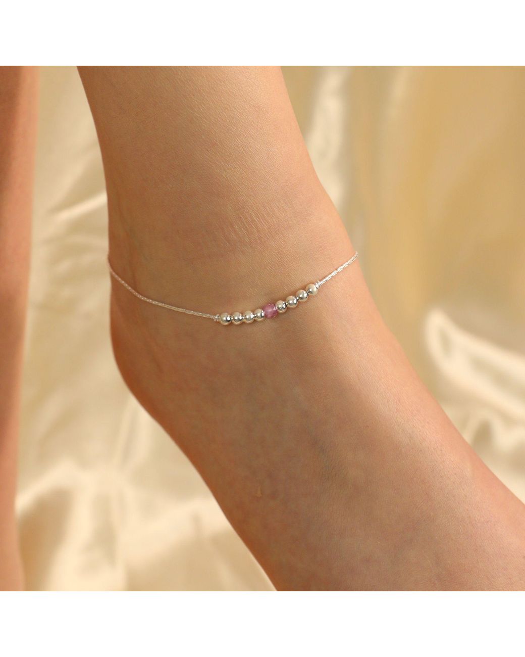 The Colourful Aura Brown Sterling 925 Colourful Beaded Payal Anklet With Jingle Bells