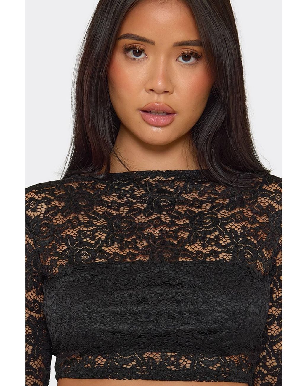 EGO Black Long Sleeve Lace Top