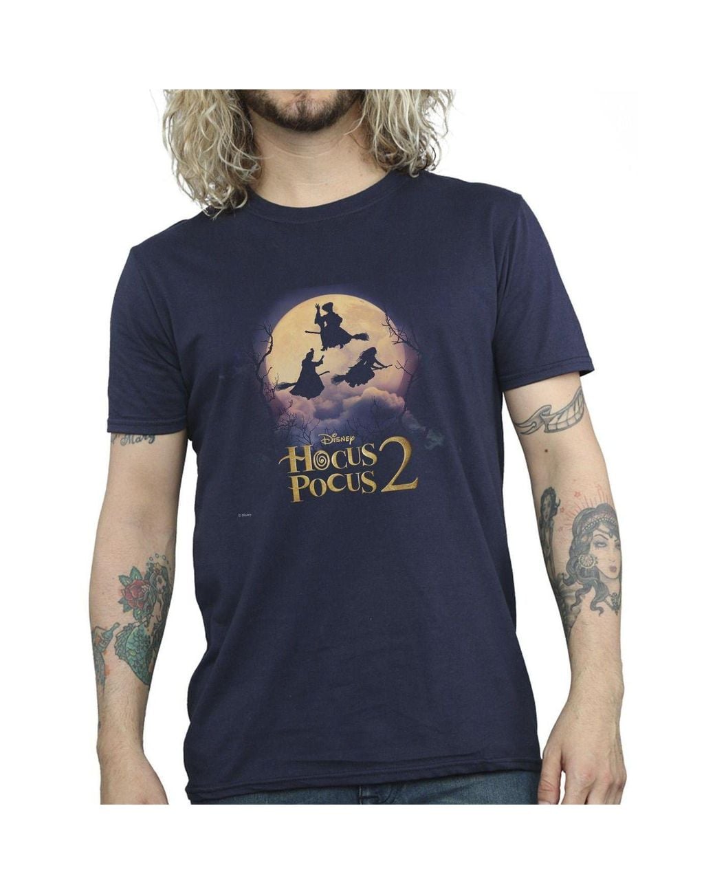 Disney Blue Hocus Pocus Witches Flying T-Shirt for men