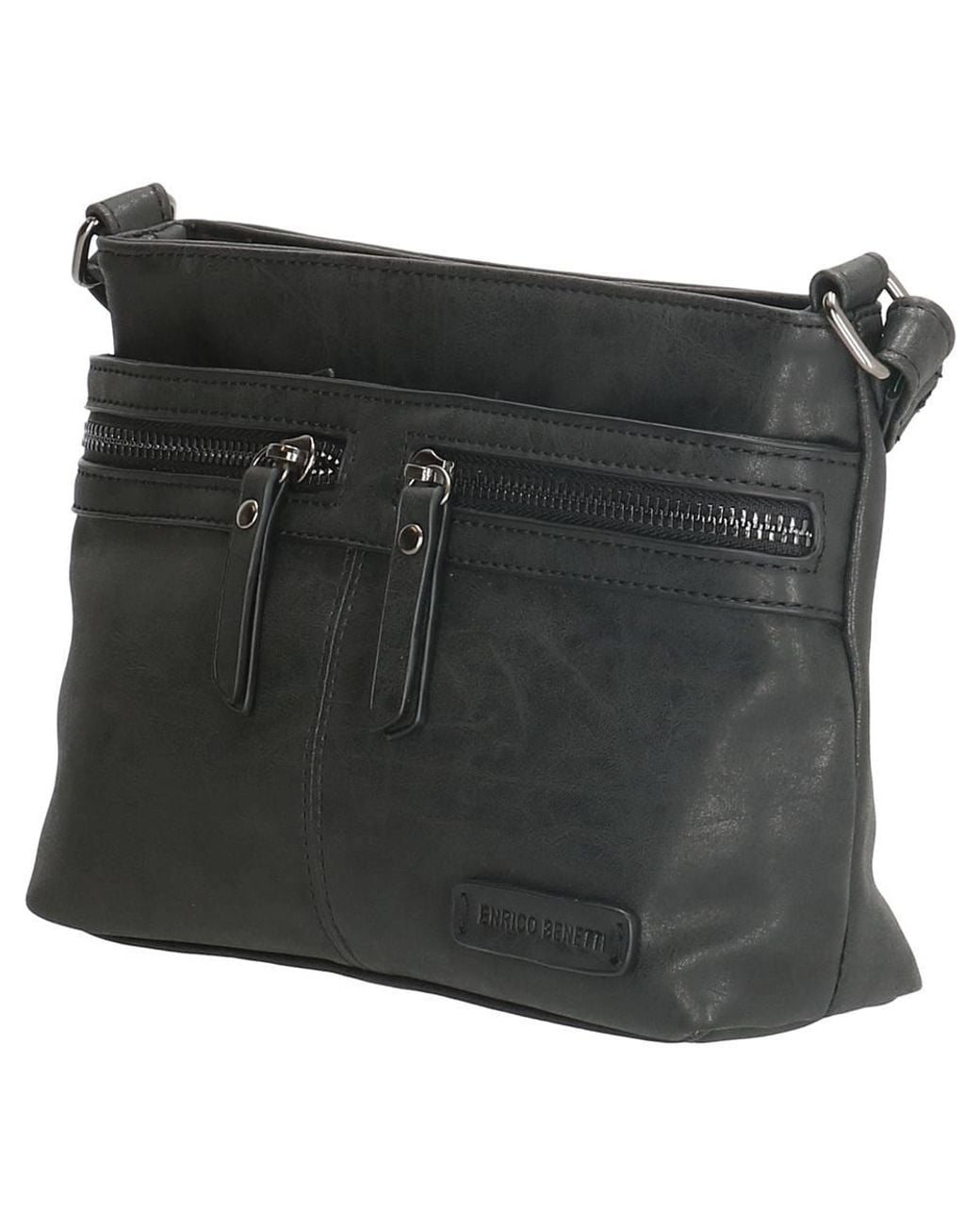 Enrico Benetti Black Noumea Single Handle Vegan Leather Handbag