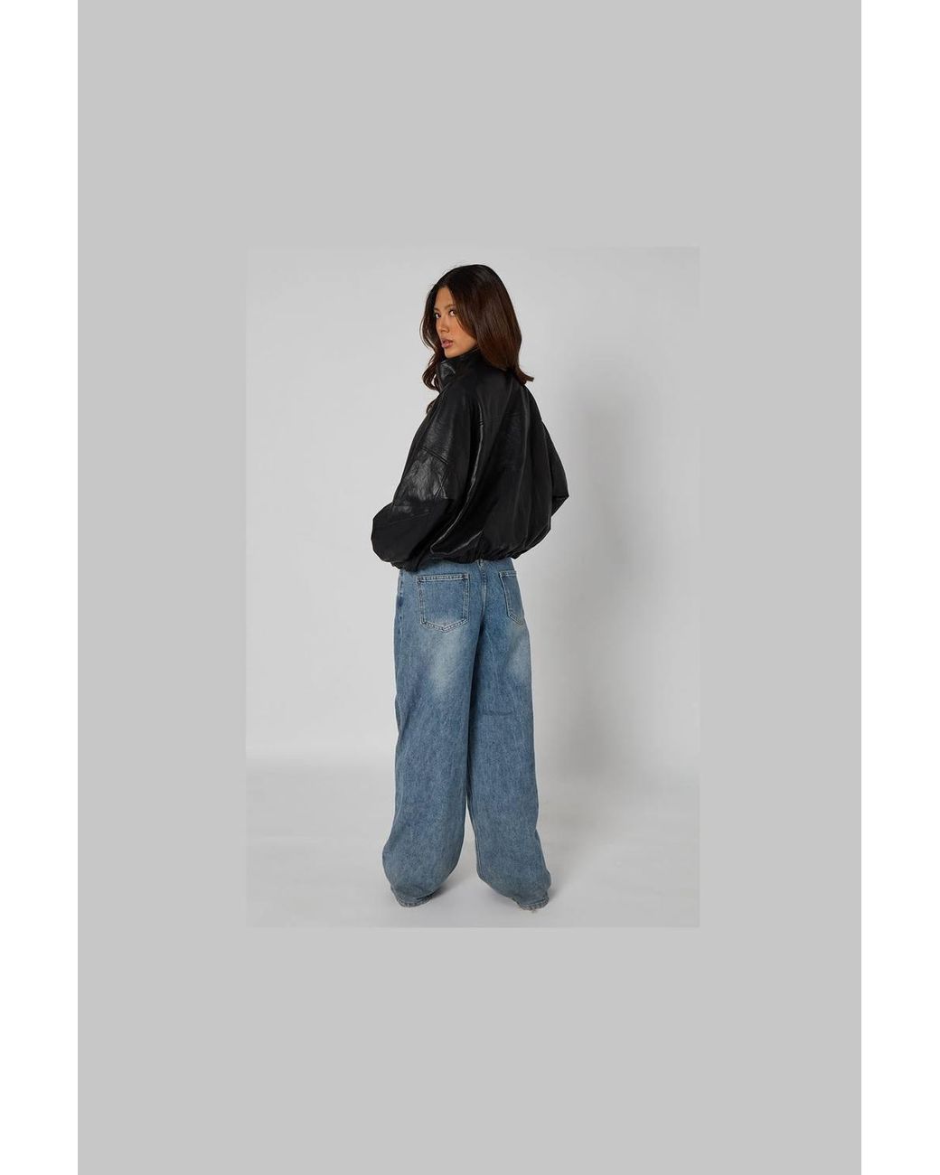Urban Bliss Blue Pu Oversized Jacket