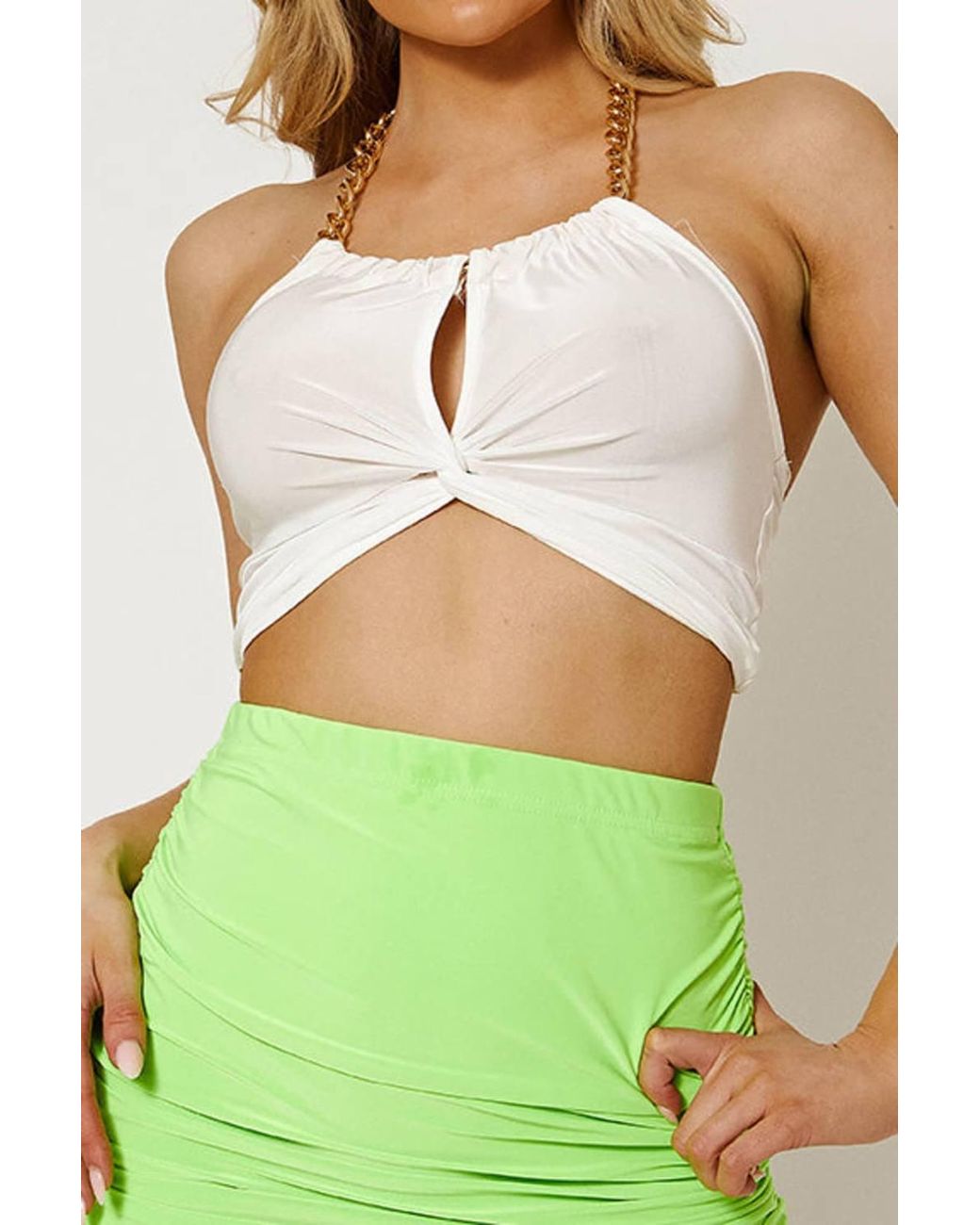 Stylewise Green Scrunch Back Ruched