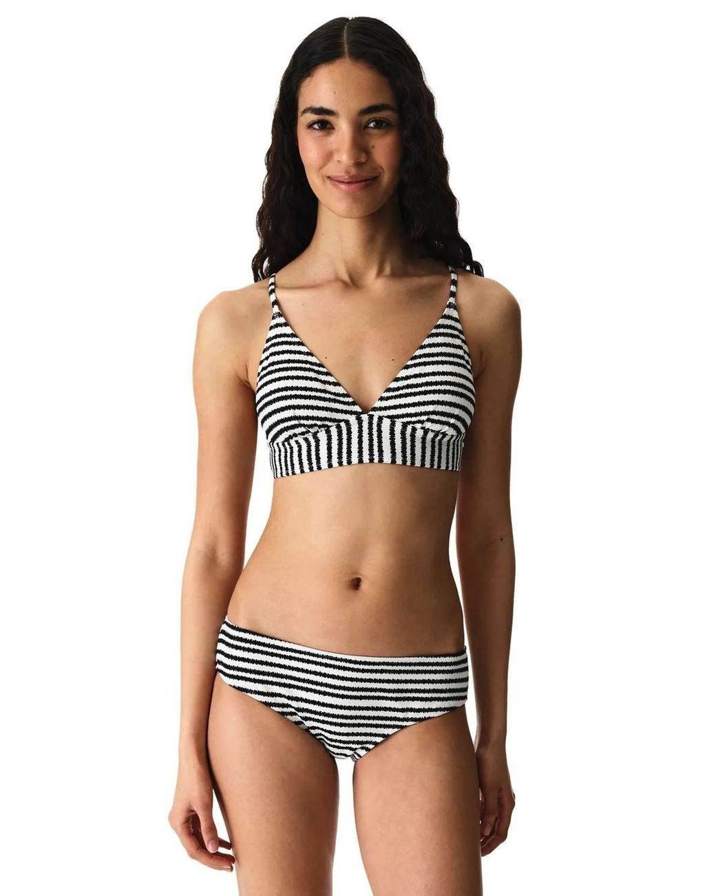Penti Black Ringel Striped Textured Bralette Bikini Top