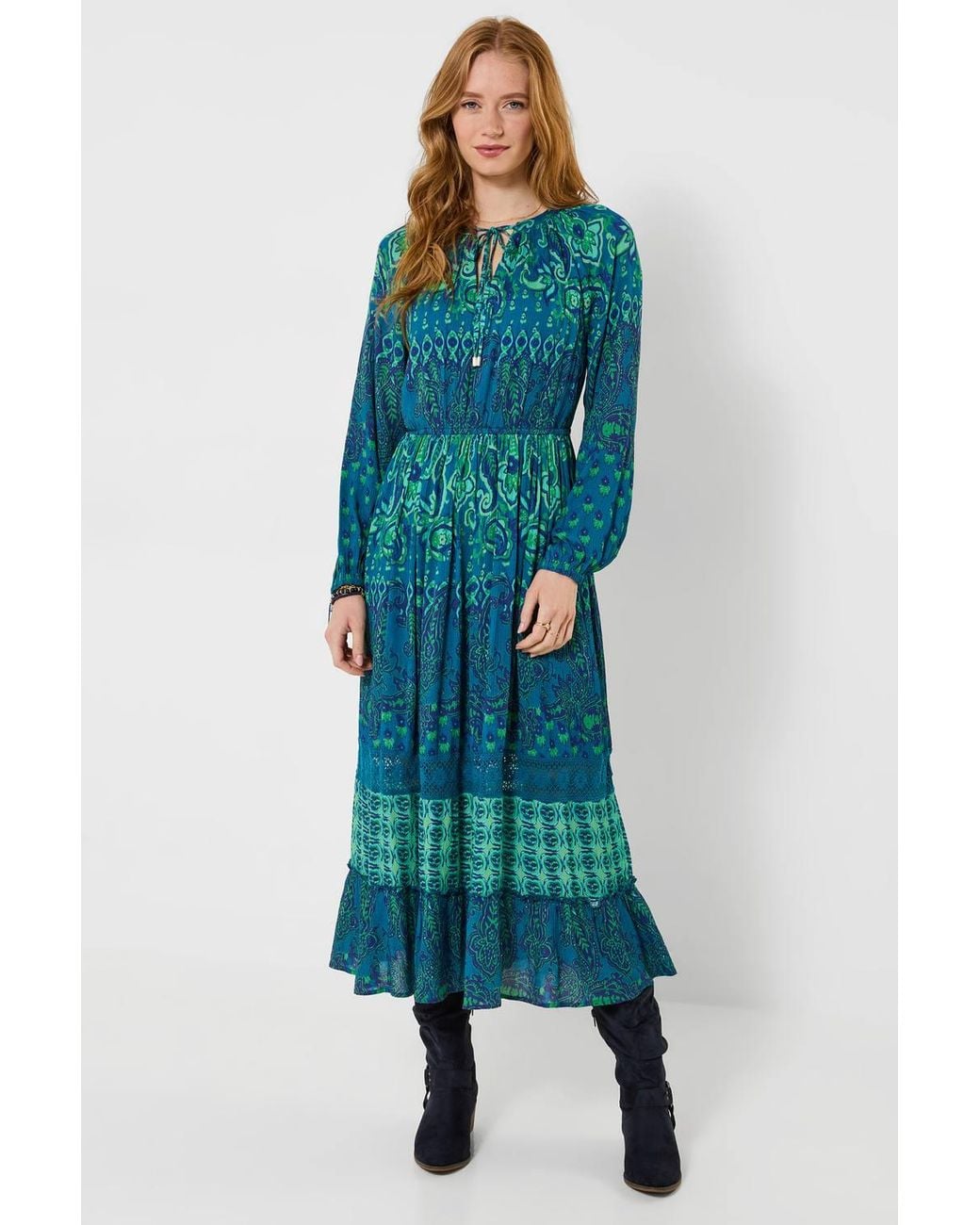 Joe Browns Blue Majestic Boho Long Sleeve Maxi Dress