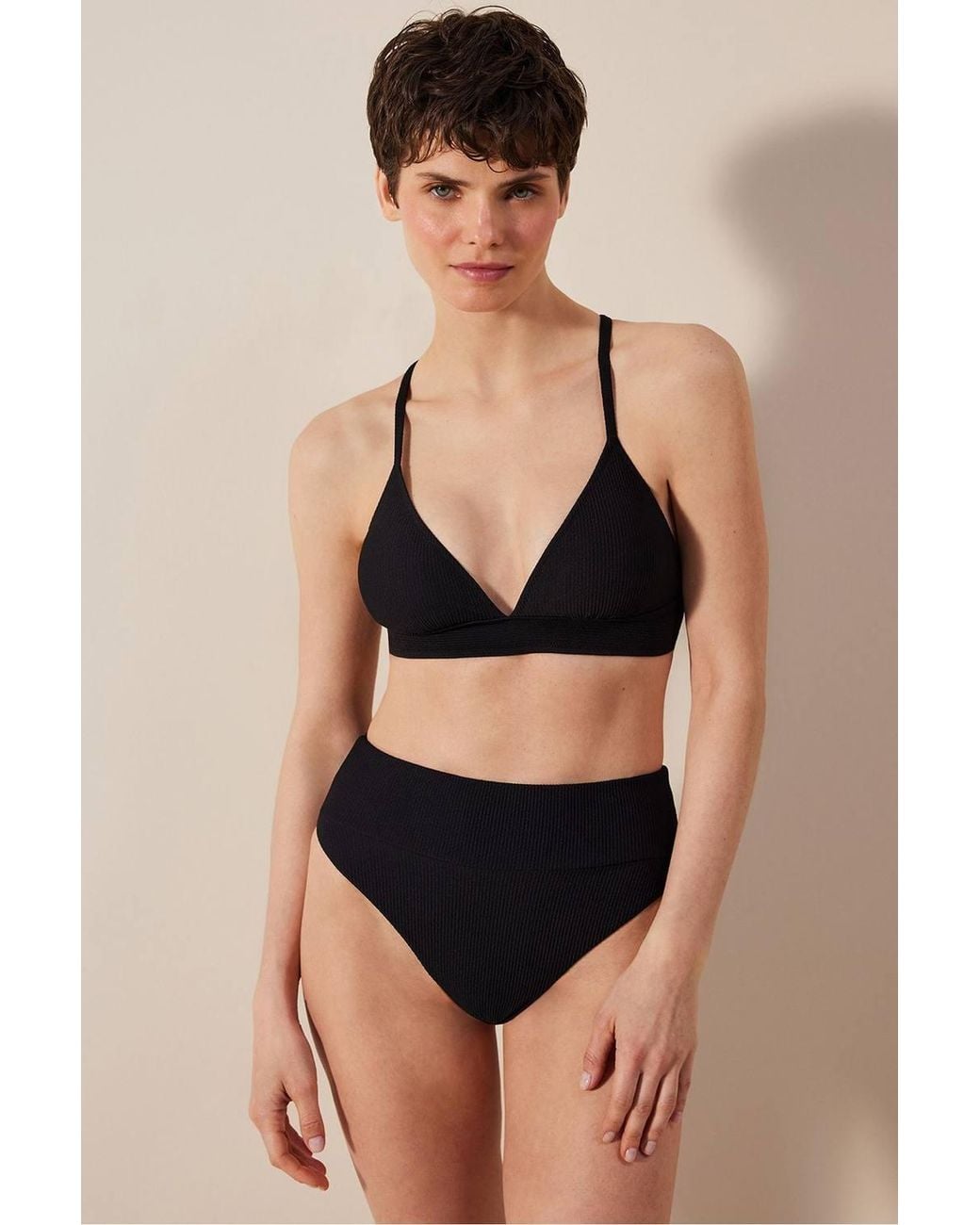 Penti Black Mary High Waist Textured Bikini Bottoms