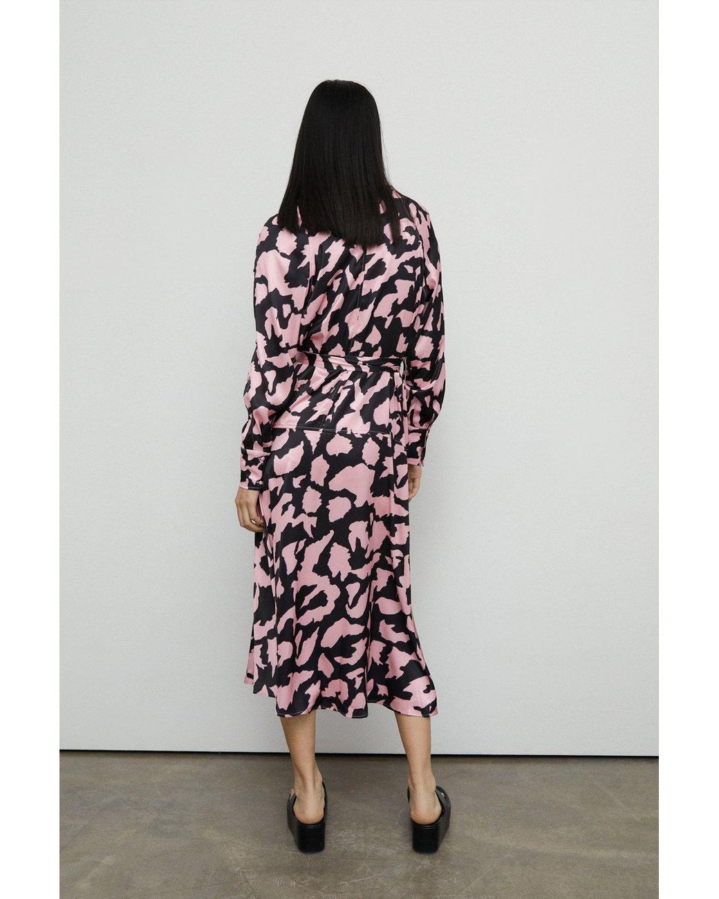 Warehouse animal print hot sale midi wrap dress