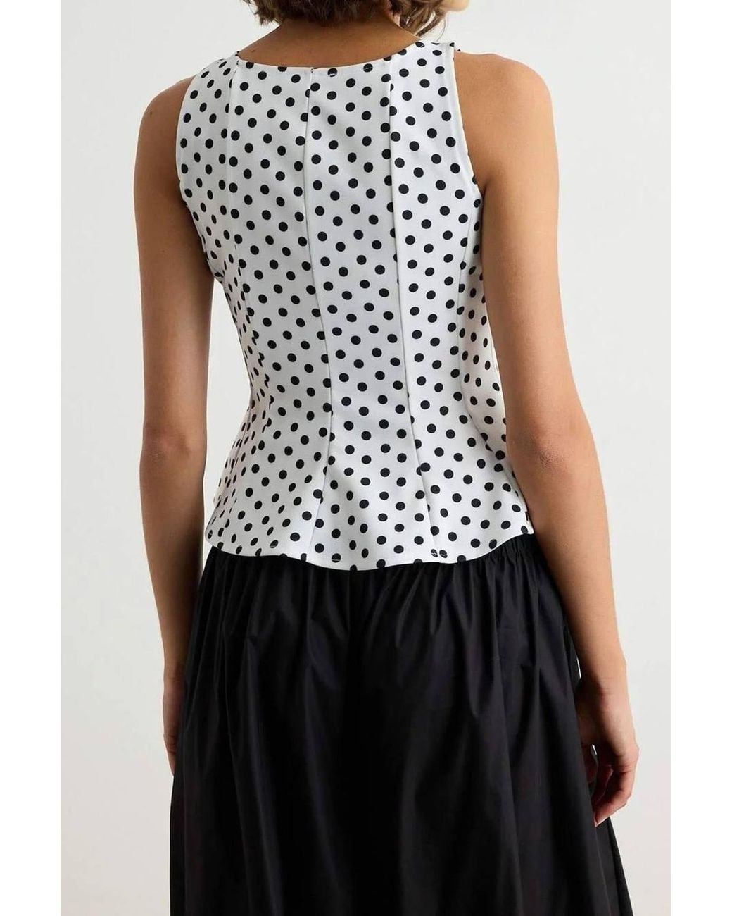 WOVCOR White Peplum Sleeveless Boat Neck Knit Blouse
