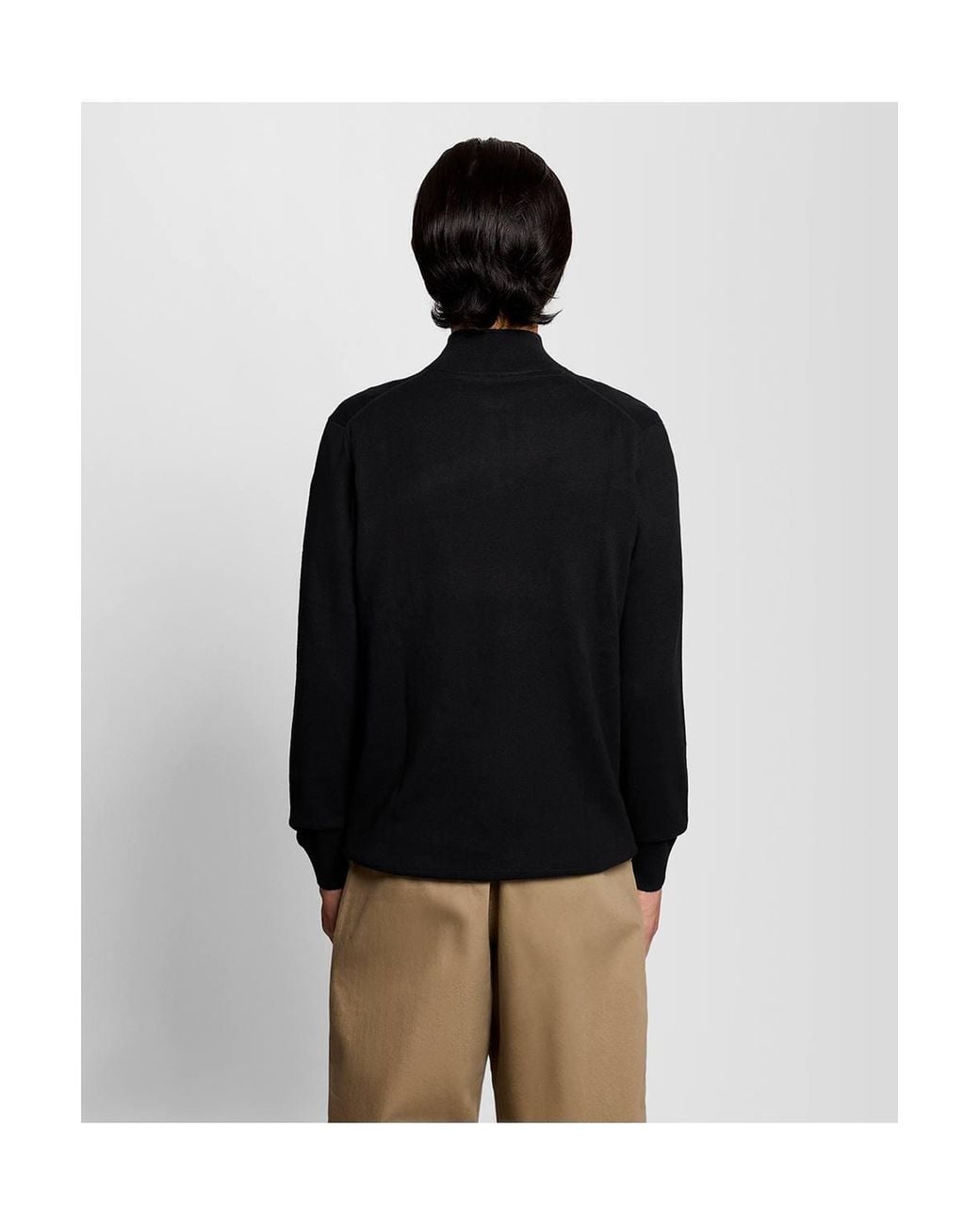 Lyle & Scott Black Cotton Merino Quarter Zip Jumper Jet for men