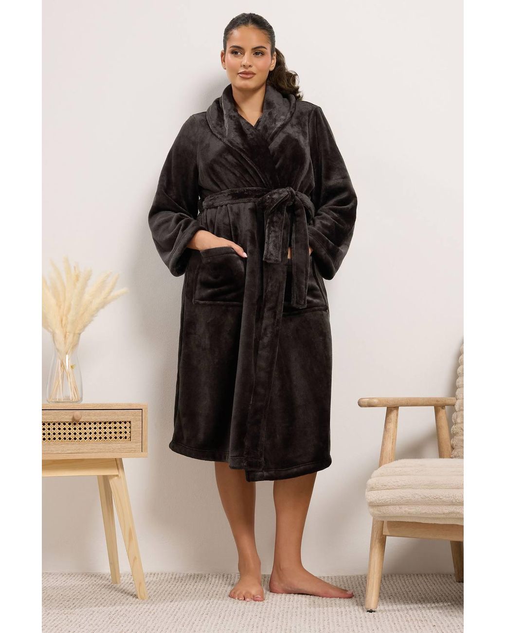 Yours Black Luxe Dressing Gown