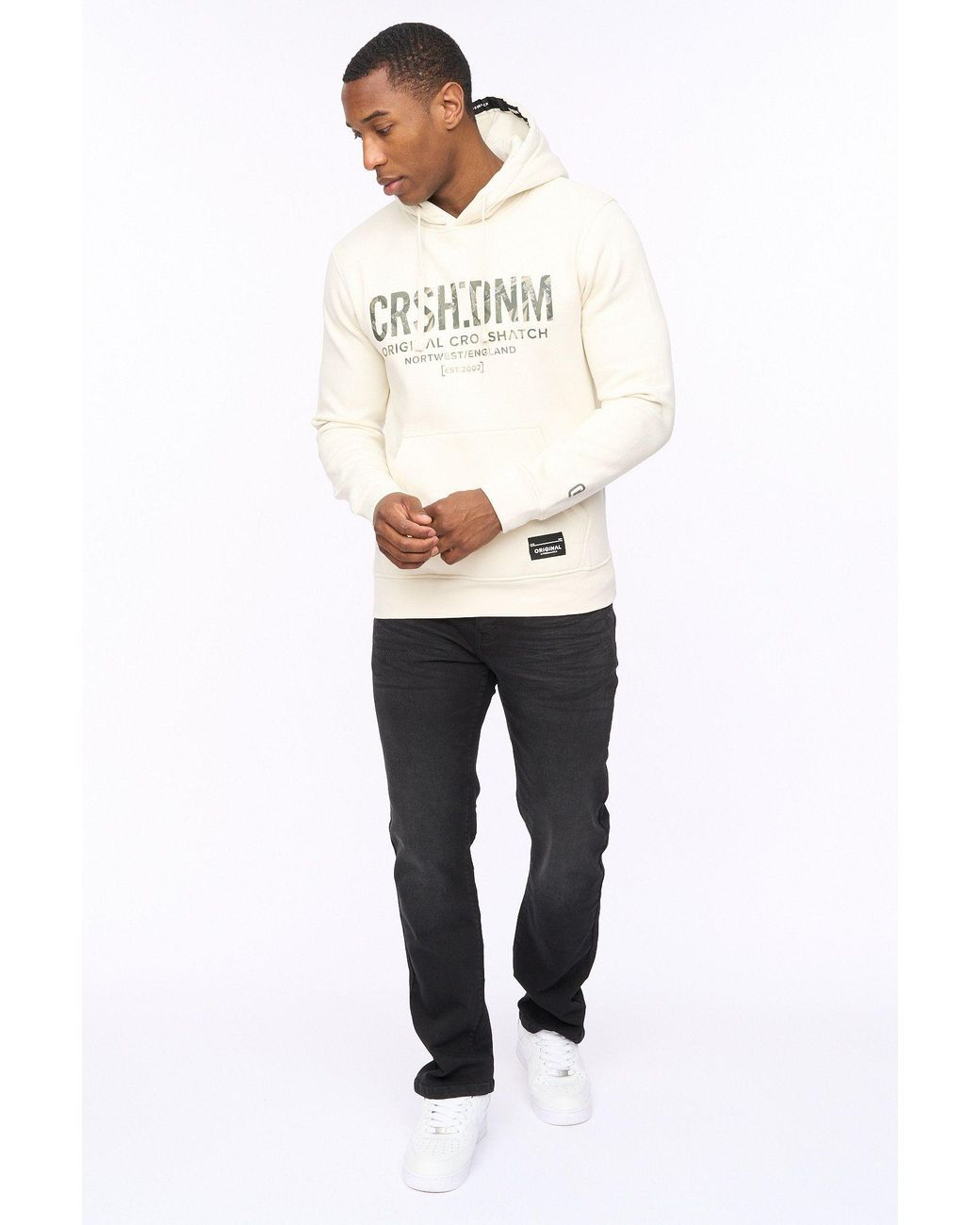 Crosshatch White Campbox Hoodie for men