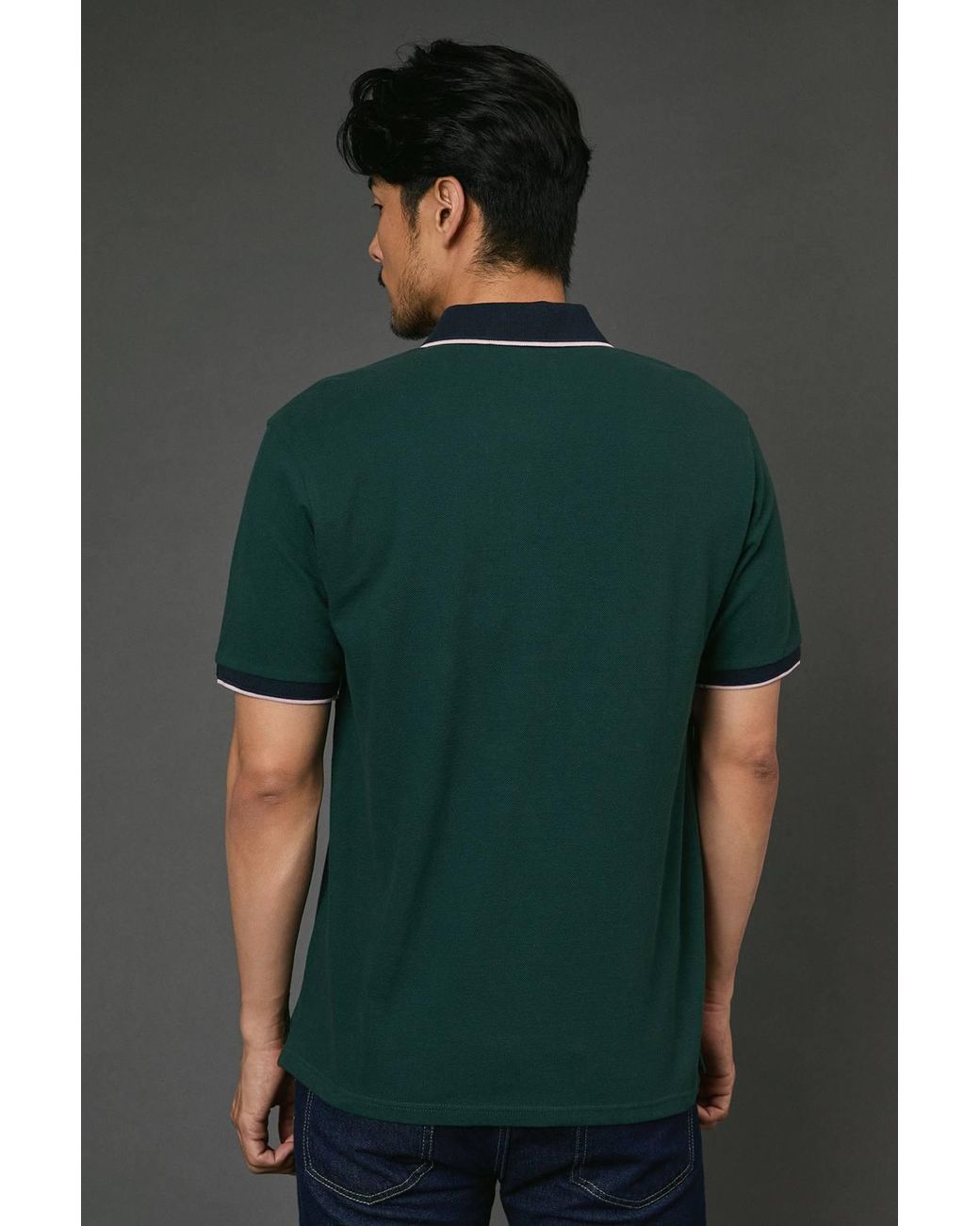 MAINE Gray Chest Detail Pique Polo Shirt for men