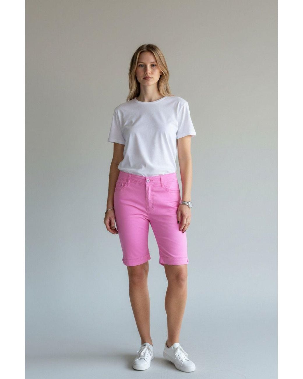 Paulo Due Pink Slim Fit Chino Casual Shorts