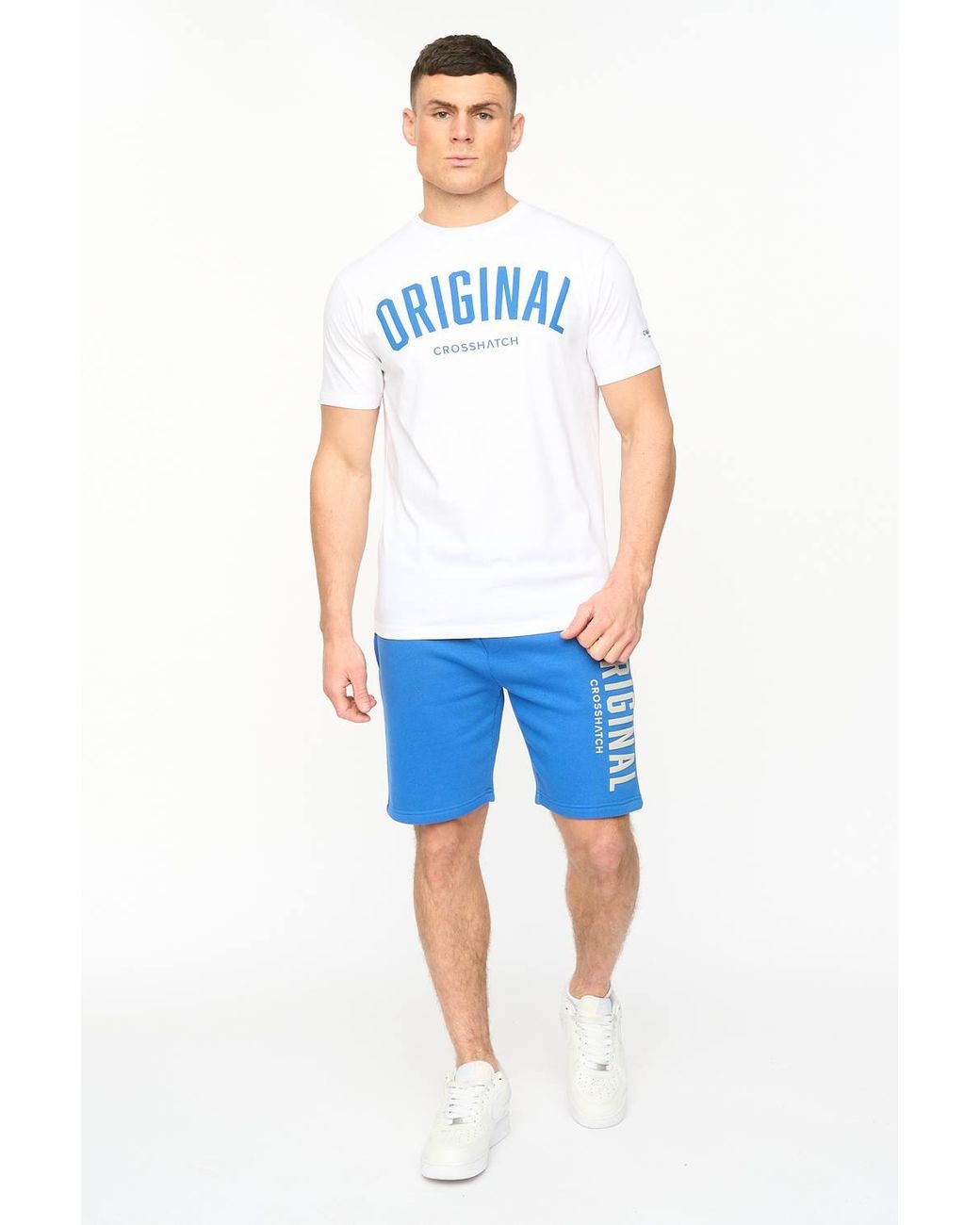 Crosshatch Blue Kensby Graphic Shorts for men