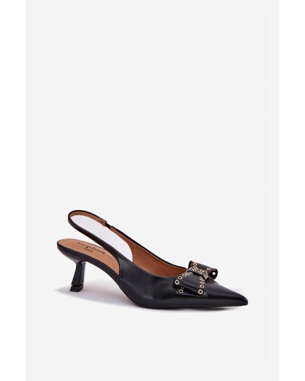 Love Lace Black Delicate Pointed Toe Faux Leather Court Shoes