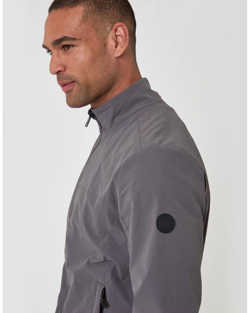Threadbare Gray Showerproof Ripstop Harrington Jacket for men