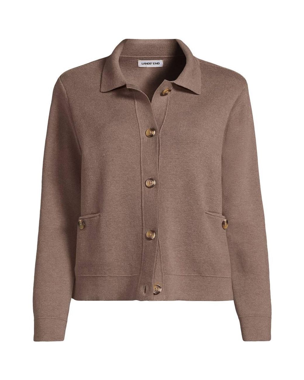 Lands' End Green Cropped Knit Blazer