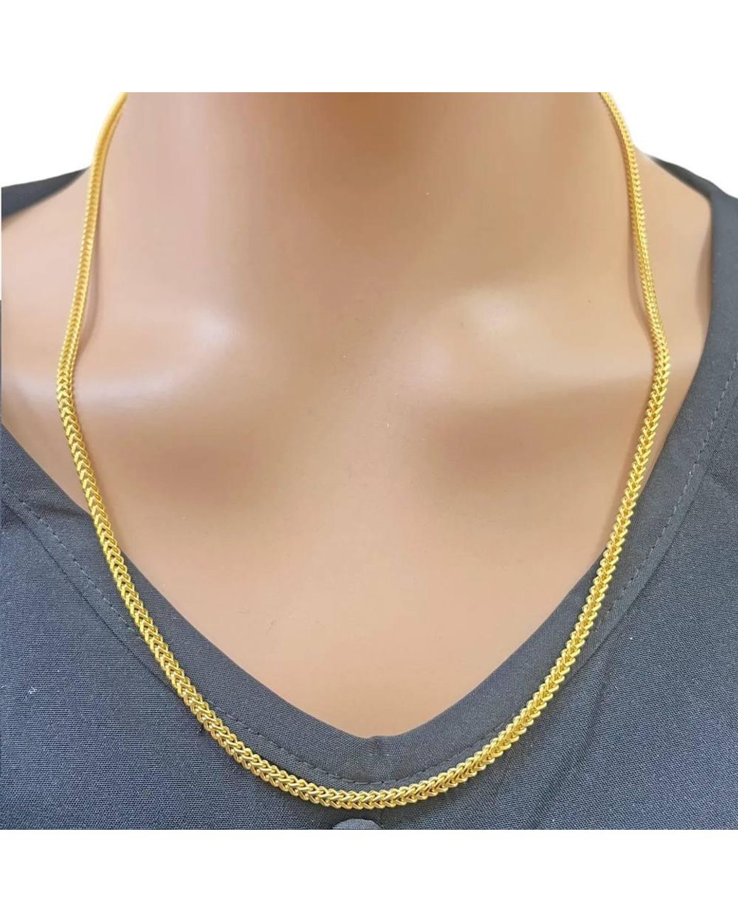 Raina Jewels Metallic 22Ct Solid Foxtail Chain Necklace 22" Inches 2.4Mm Width