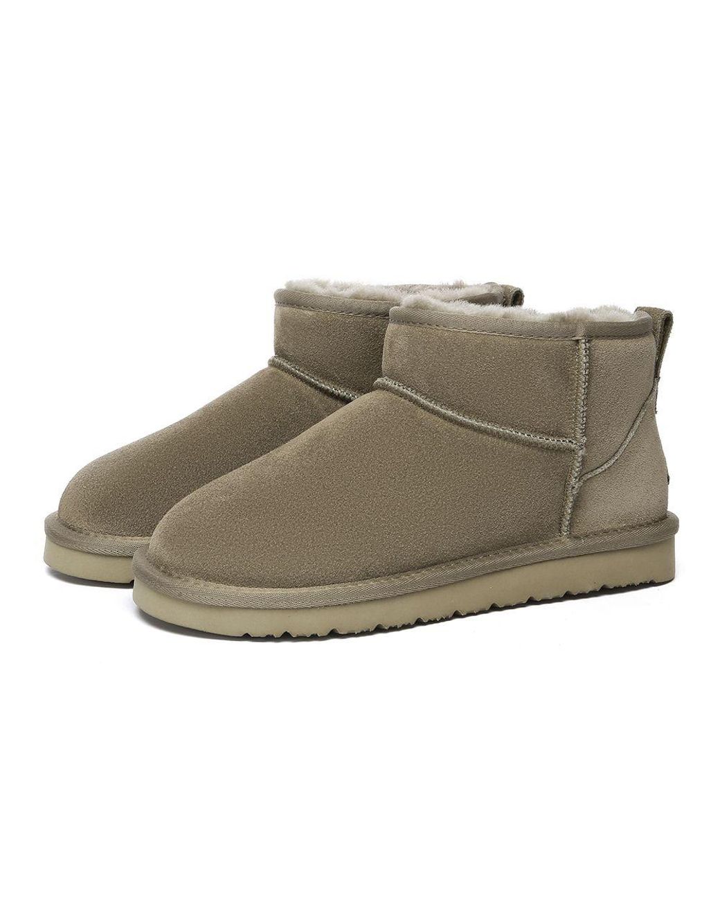 EverAu Australia Gray Real Sheepskin Finch Ultra Mini Classic Boots With Eva Sole