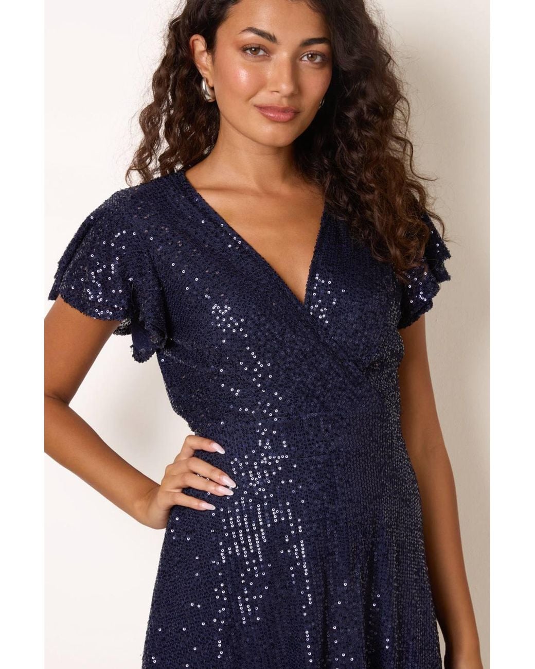 Blue Vanilla Blue Short Sleeve V-Neck Mini Dress